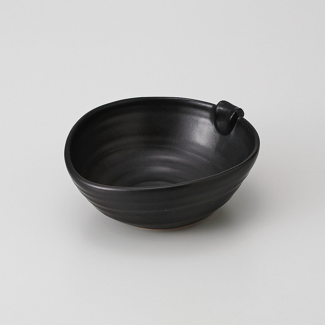 ミヤチヤスヨさん　耳付　黒鉢　２個セット ブラック 耳付鉢 [ 小鉢・中鉢 ] 14.5×12.6×5.3cm