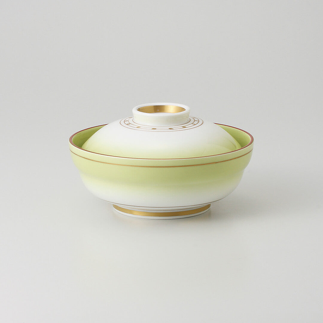 緑吹金線 京型蓋向 [ 煮物碗・蓋向 ] 14.4×8.1cm