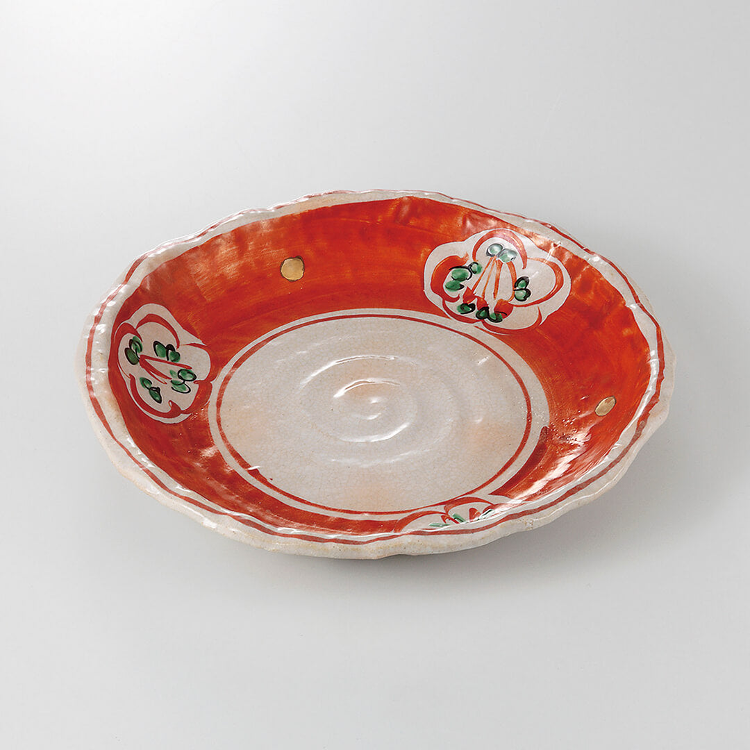 朱巻間取花 8.5皿 [ 大皿 ] 26.6×25.5×4cm