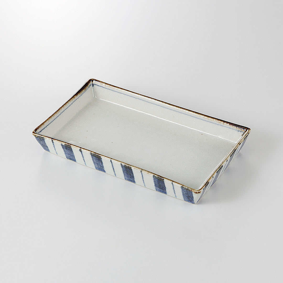 呉須十草 切立長角焼物皿 [ 長角・長皿 ] 20.5×12.4×3cm