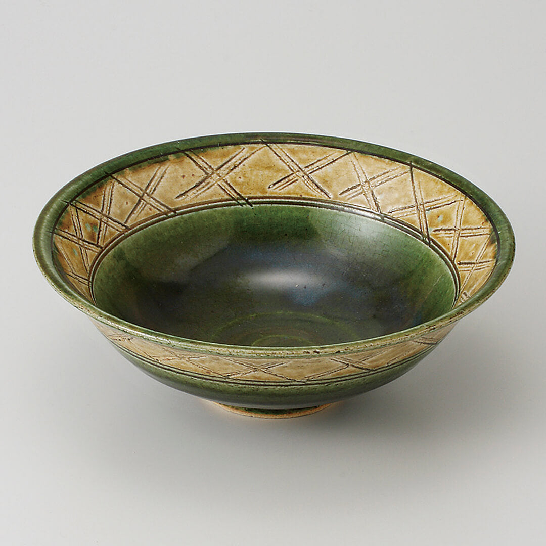 黄瀬戸ライン 和鉢 [ 大鉢 ] 19.6×6.8cm