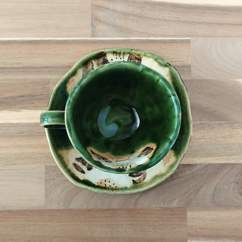 織部椿 コーヒー C/S コーヒー ティー カップ ソーサー 碗皿