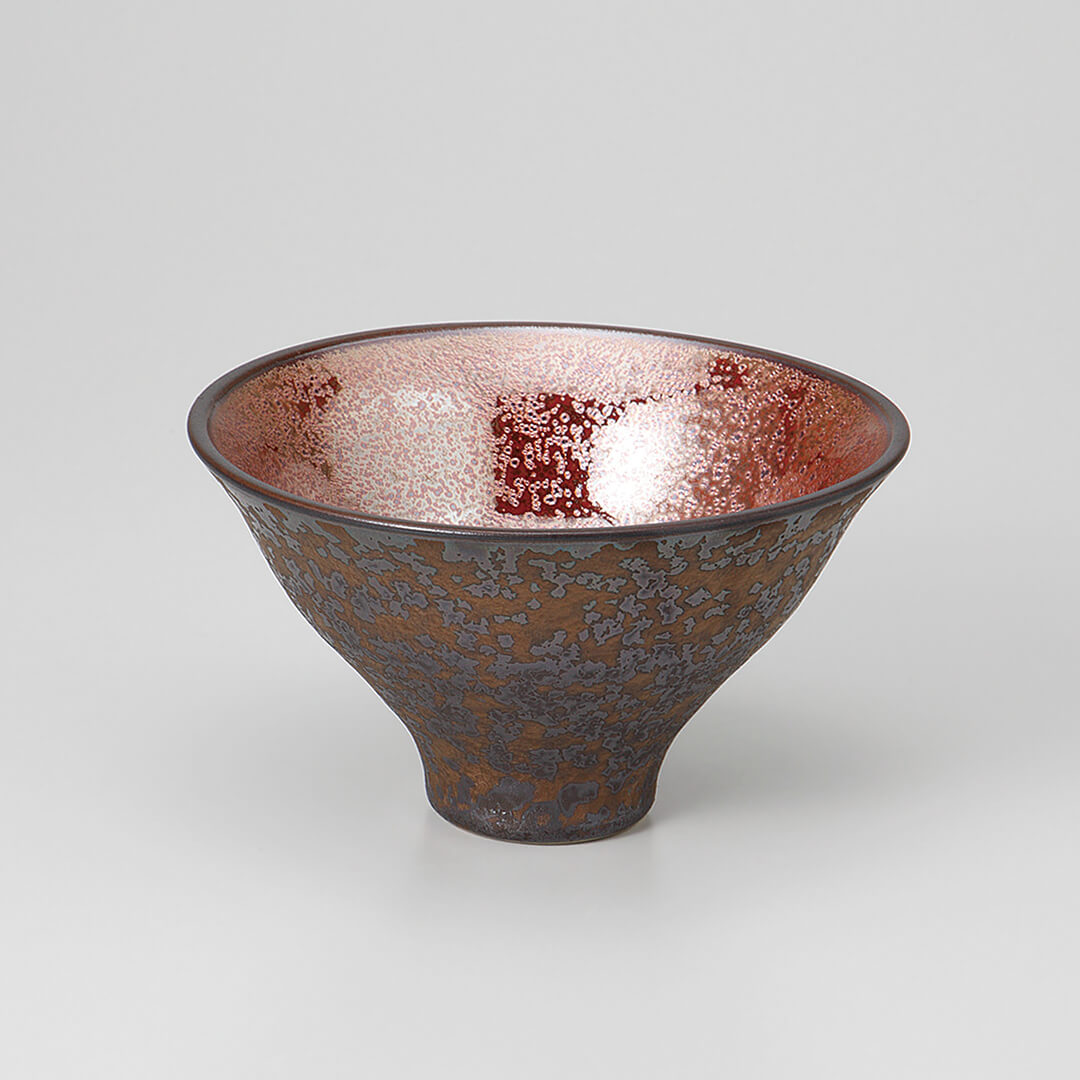赤結晶ヌリ分け 高台鉢(中) [ 小鉢・中鉢 ] 12.8×7.4cm