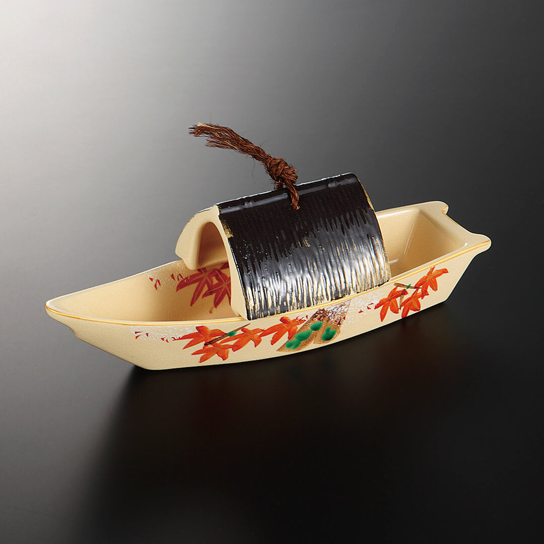 粟田春秋 舟形皿屋根付 [ 付出・細長皿 ] 25.5×7.8×8cm