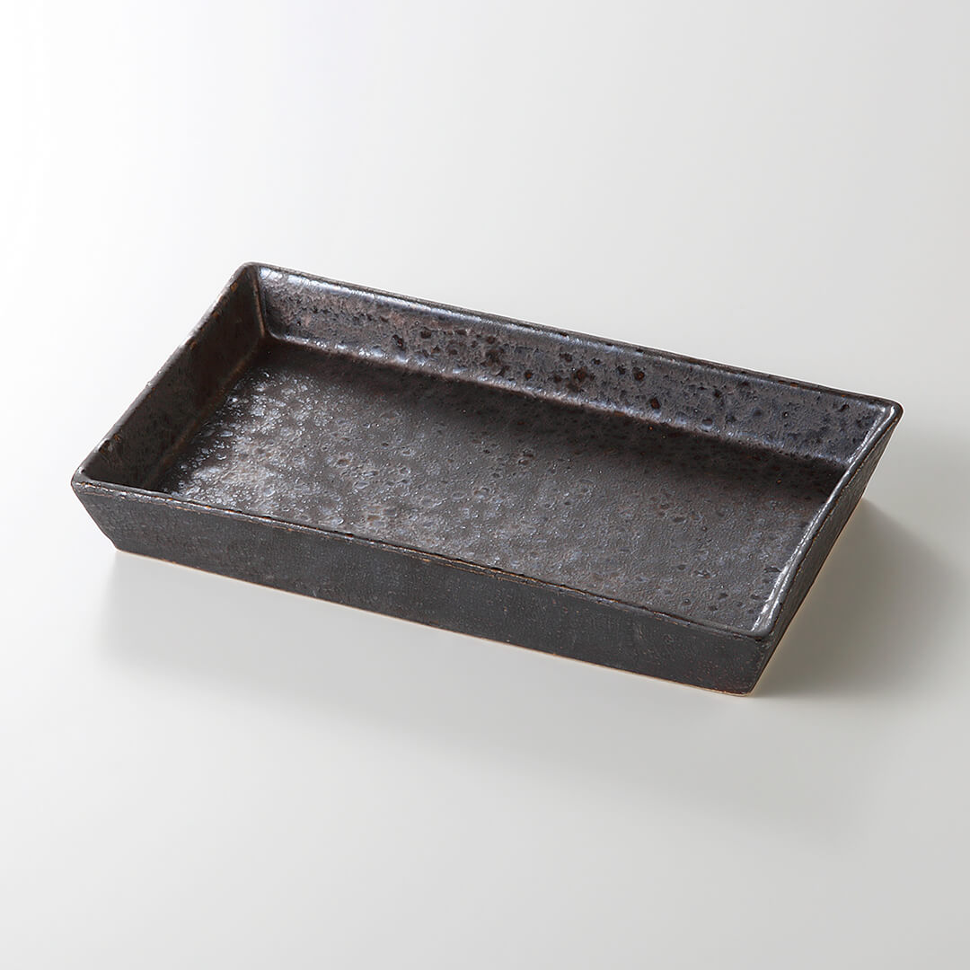 熔岩流 切立長角焼物皿 [ 長角・長皿 ] 20.2×12.2×2.8cm