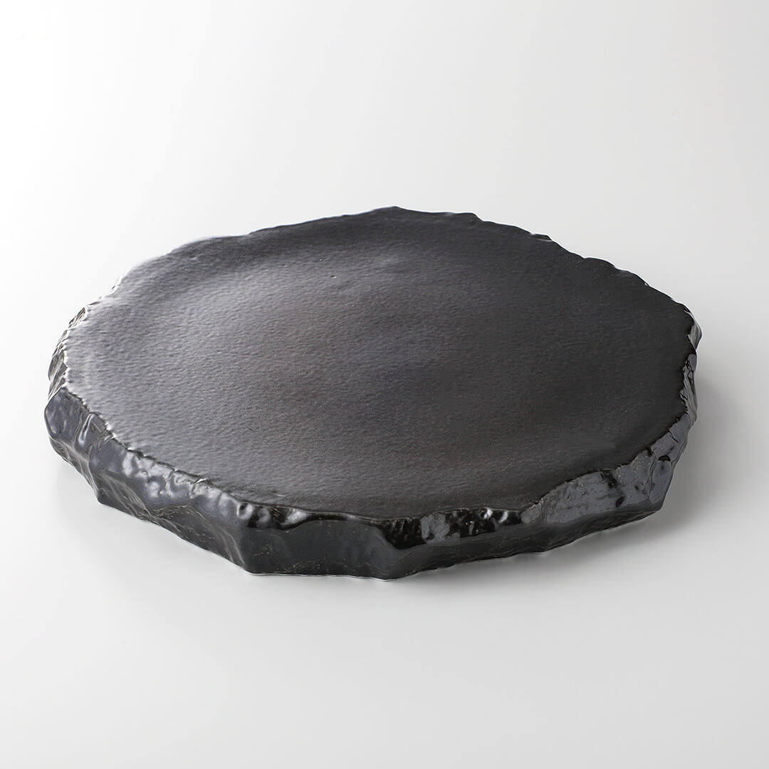 黒吹 岩高台皿(大) [ 盛皿 ] 30×29×3.6cm