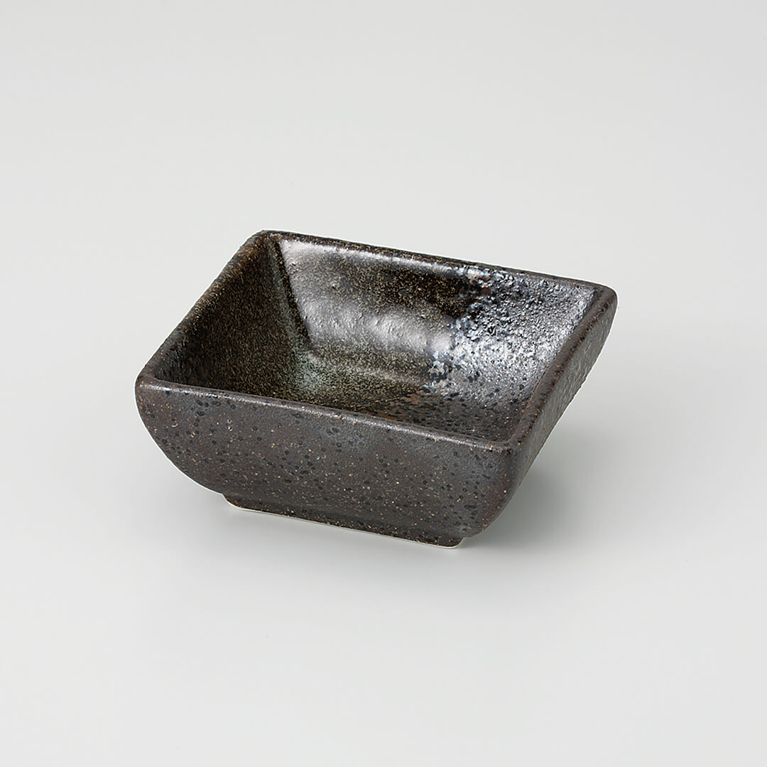 黒伊賀 角小付 7.5×3.2cm