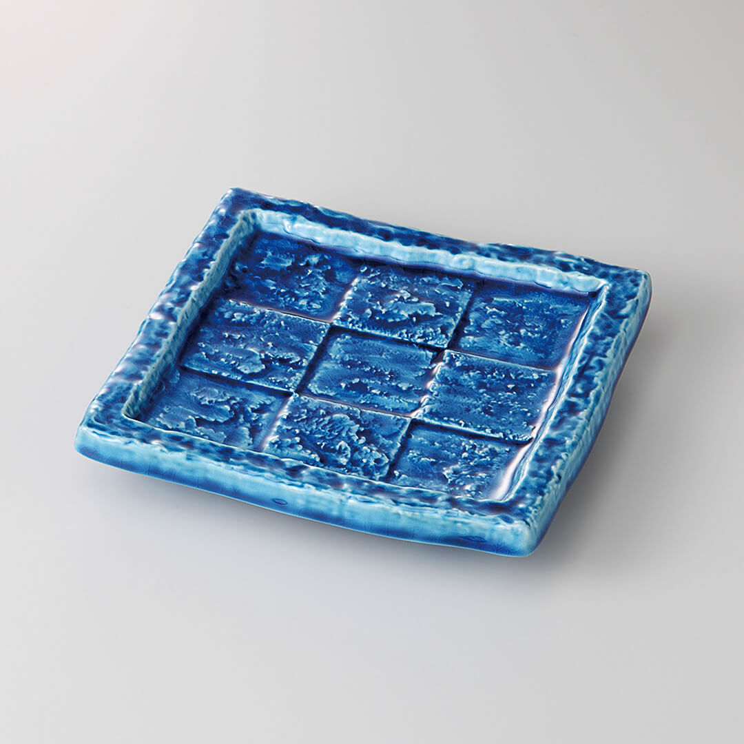 トルコ 砂目市松正角皿 [ 正角・変形皿 ] 18×18×3.2cm