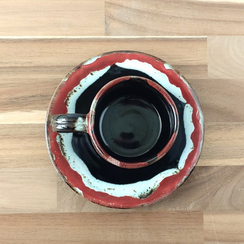 紅窯変 たわみ コーヒー C/S コーヒー ティー カップ ソーサー 碗皿