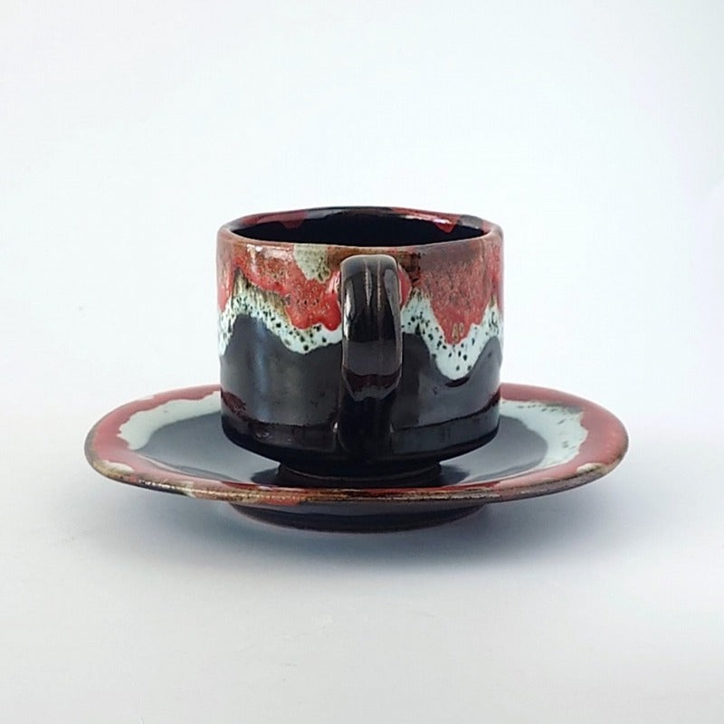 紅窯変 たわみ コーヒー C/S コーヒー ティー カップ ソーサー 碗皿