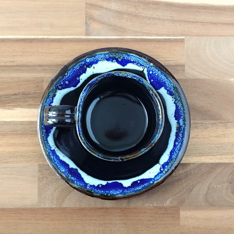 ルリ窯変 たわみ コーヒー C/S コーヒー ティー カップ ソーサー 碗皿