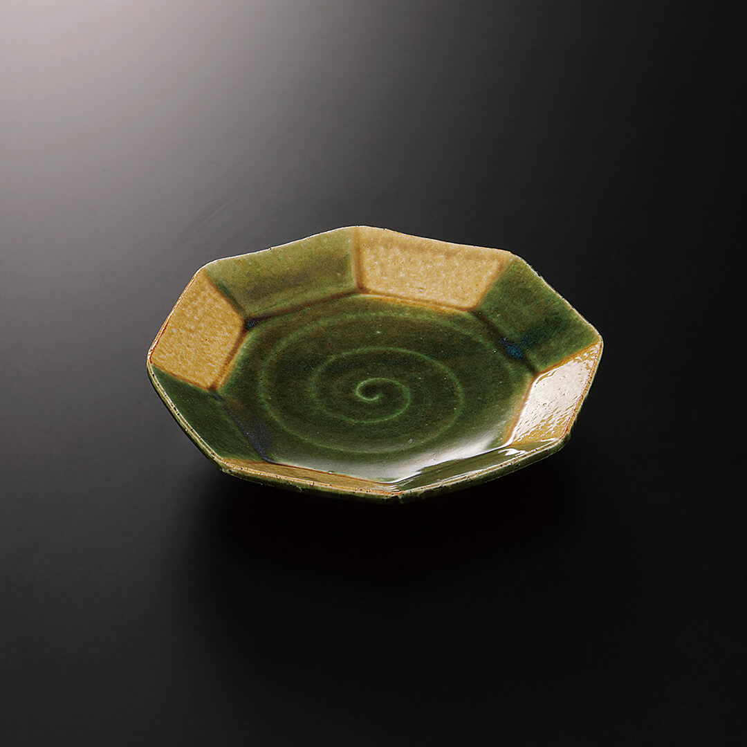 黄瀬戸オリベ 6寸八角皿 [ 取皿・銘々皿 ] 17.3×16.3×3cm