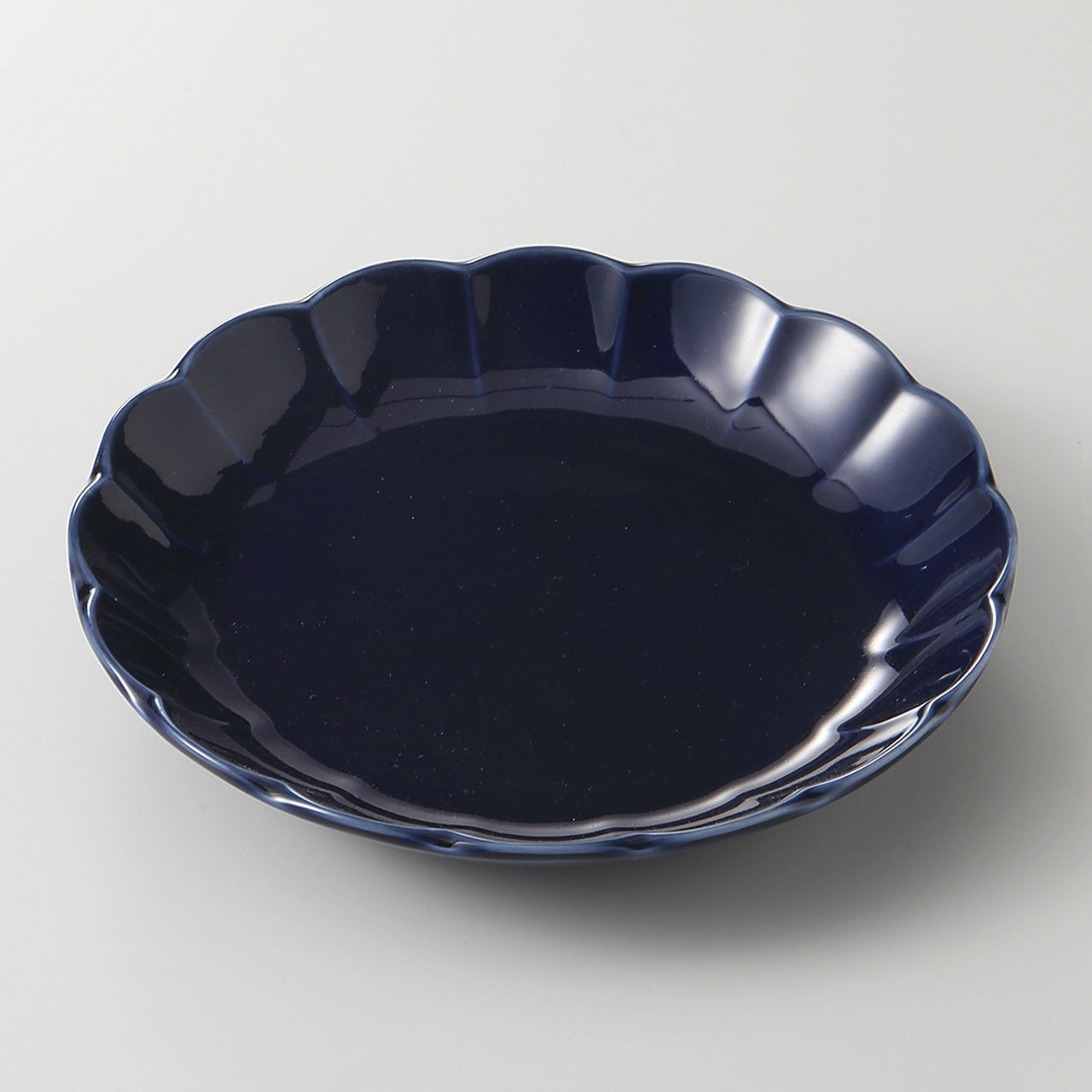 ナス紺 菊型5.0皿 15.9×2.8cm