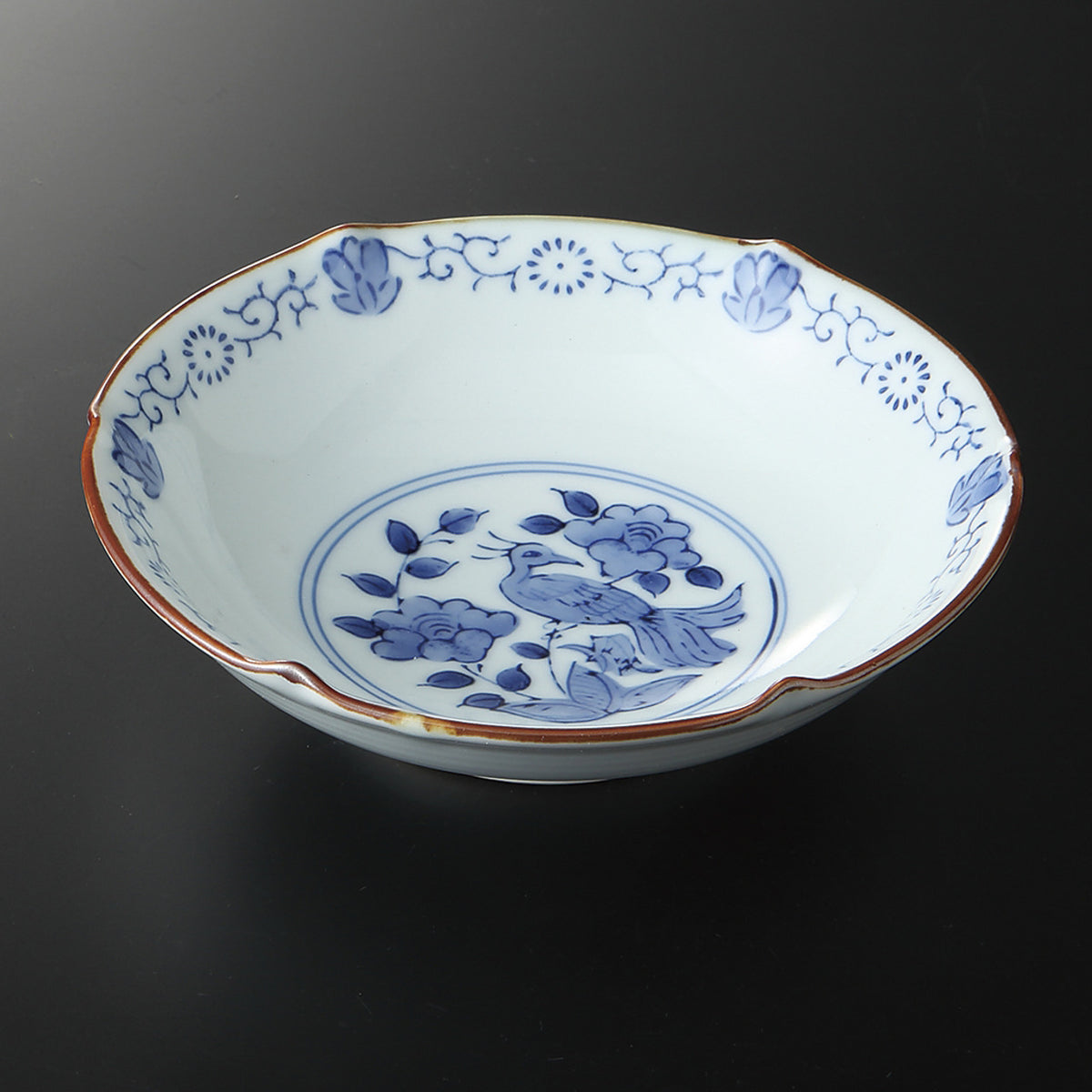 花鳥文 六ッ押向付 15×4.5cm