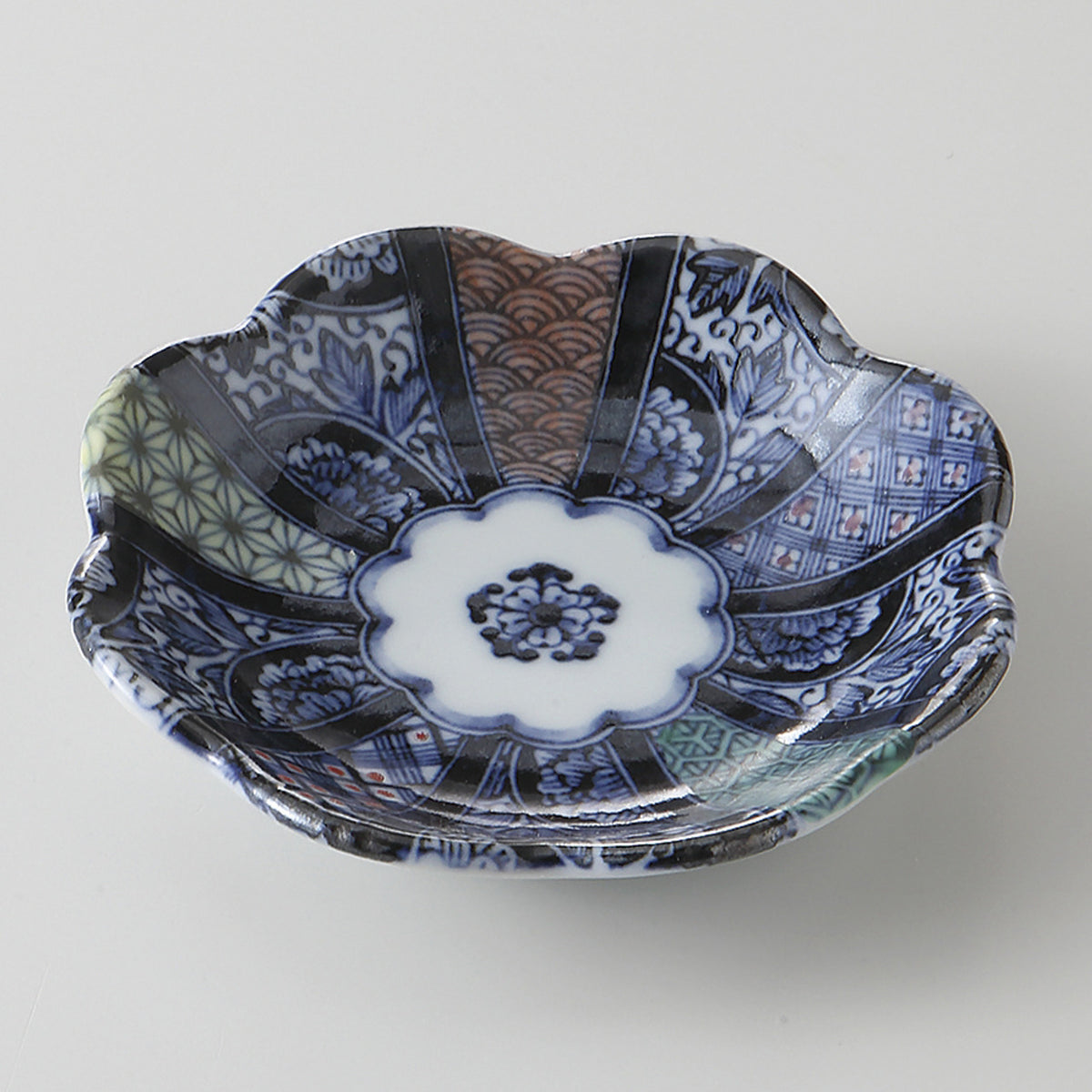 錦紺青花 小皿 10.4×2.1cm