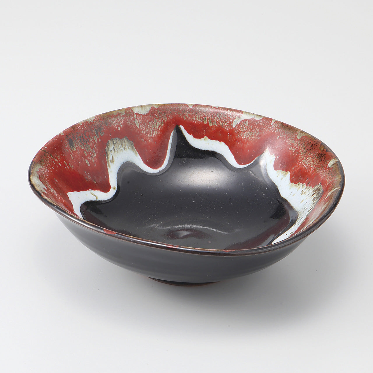 紅窯変 たわみ中鉢 17.5×17.3×5.8cm