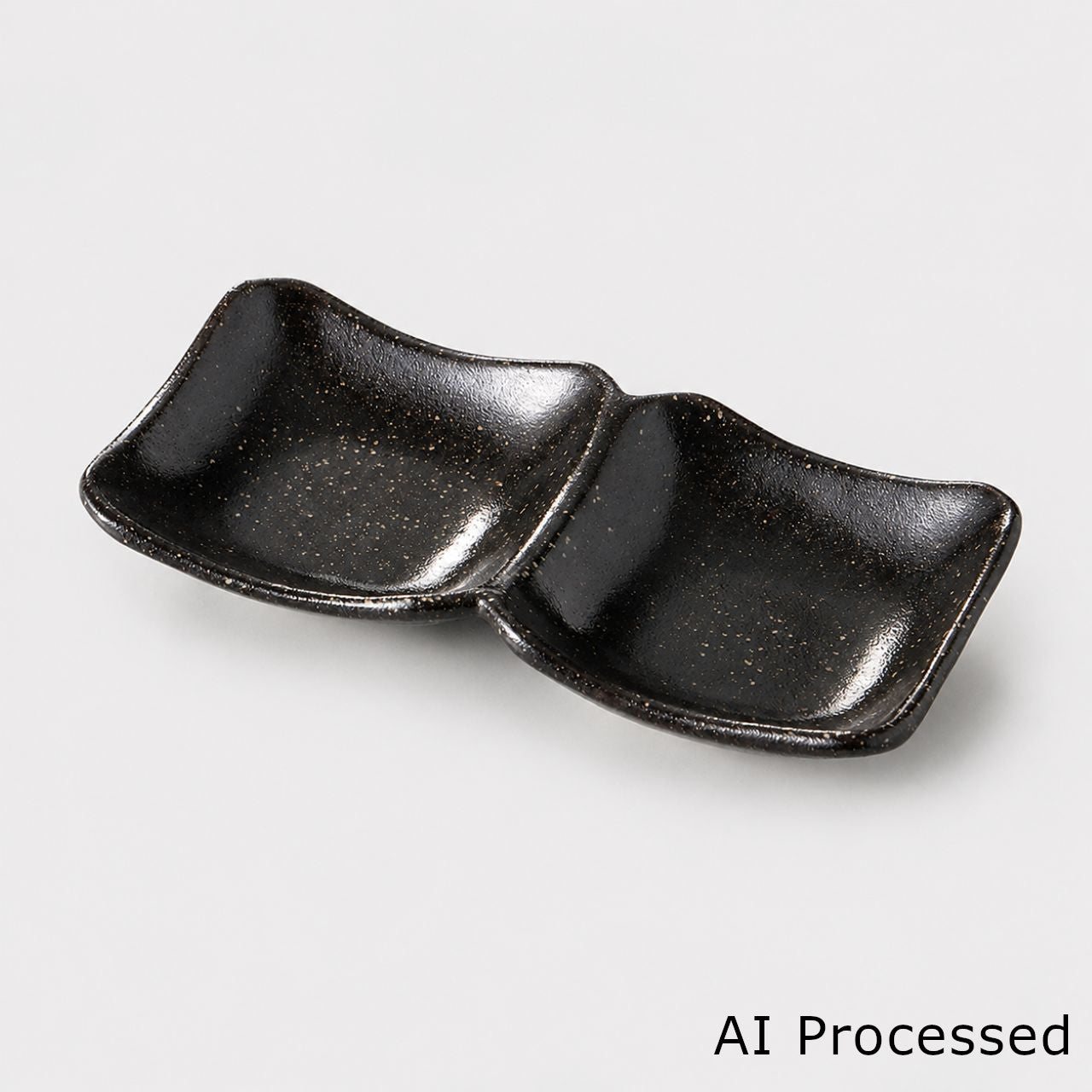 黒梨地 隅切2品皿 17.3×8.6×2.6cm