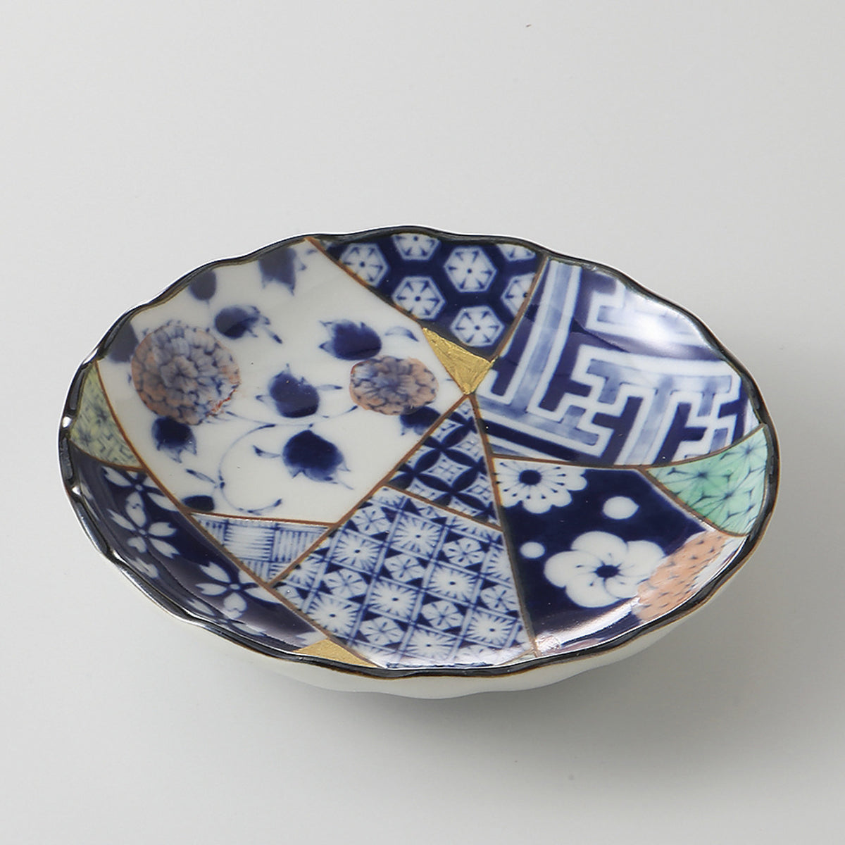 彩友禅 菊型3.5皿 12.2×2.7cm