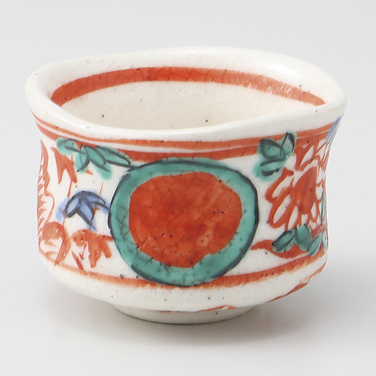 笹花絵丸紋 ぐい呑 7.4×7.3×5.2cm