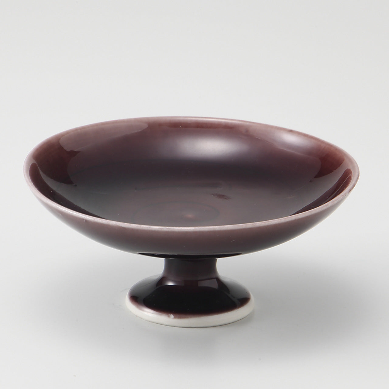 紫釉 四寸高台皿 12×5cm