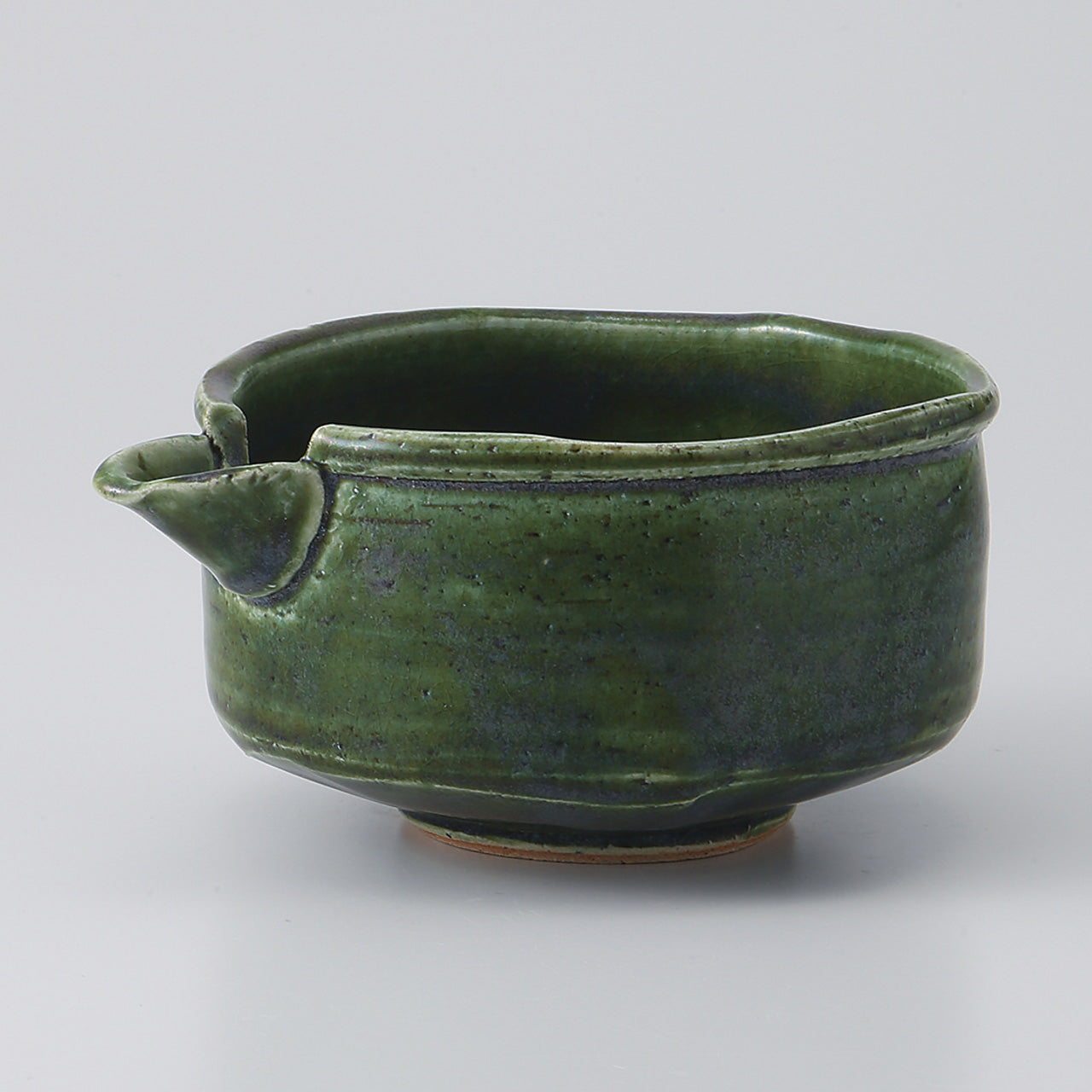 織部 片口抹茶碗 14.3×11.7×7.2cm