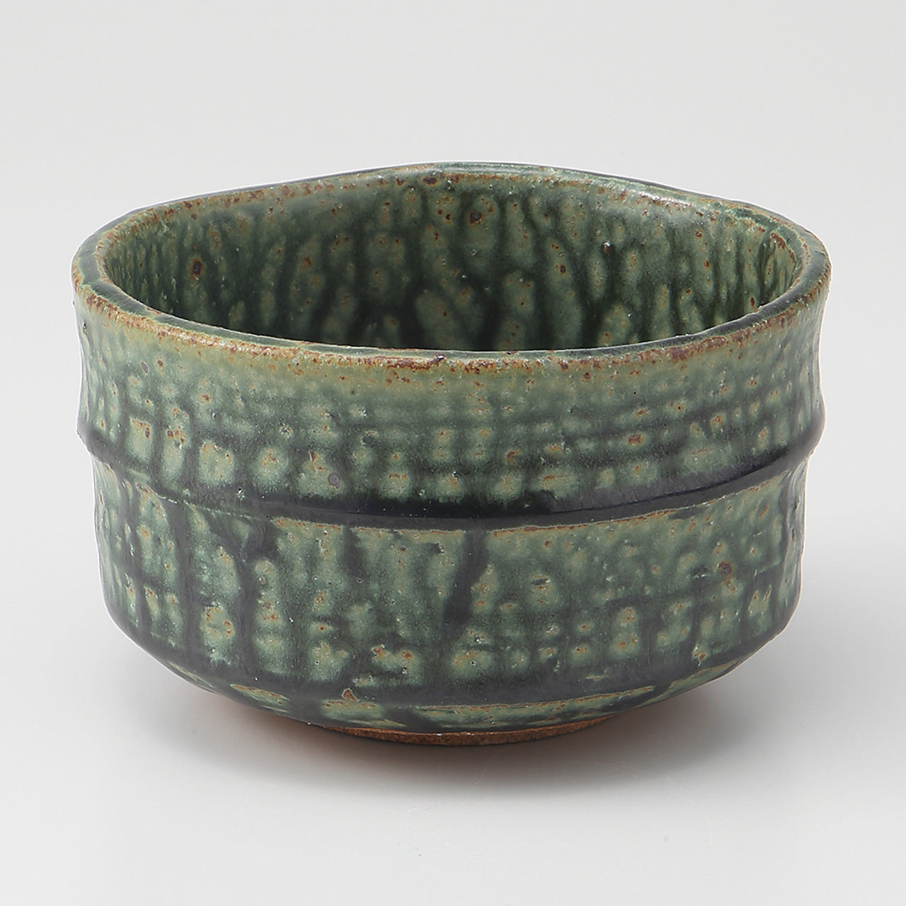 織部 竹節抹茶椀 12×7.4cm