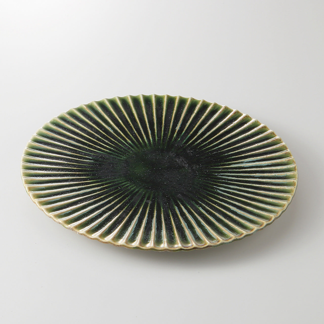 織部塗分 しのぎ高台皿(大) 24×2cm
