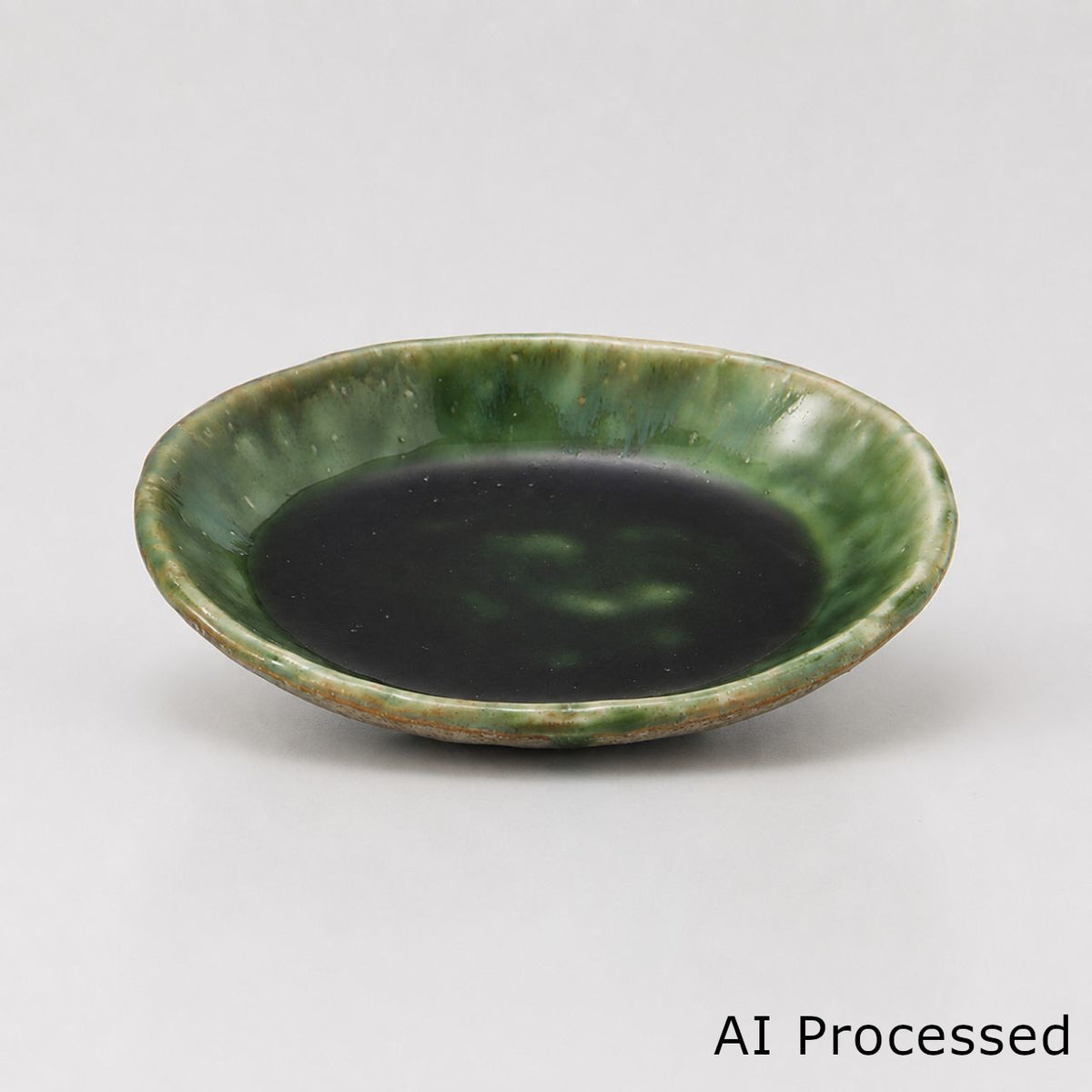 織部流し 楕円小皿 11×9.3×1.8cm