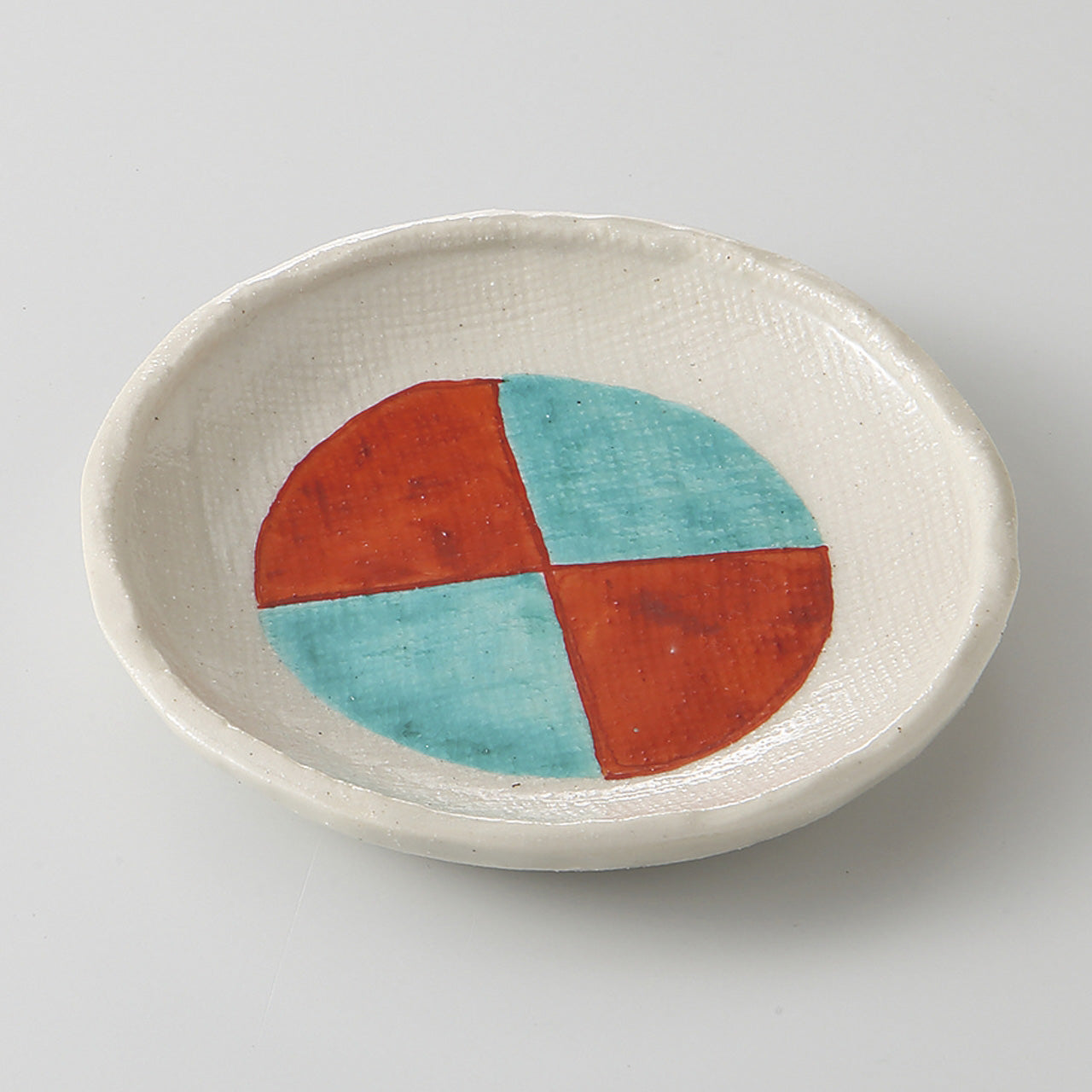 赤絵市松 丸小皿 10.8×1.5cm