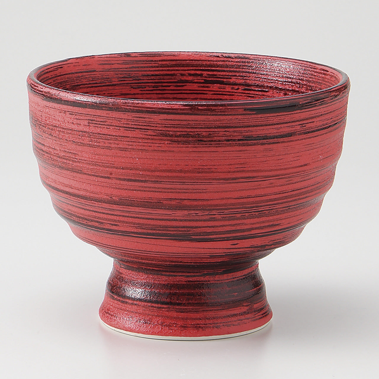 赤釉黒刷毛 高台碗 13.5×11cm