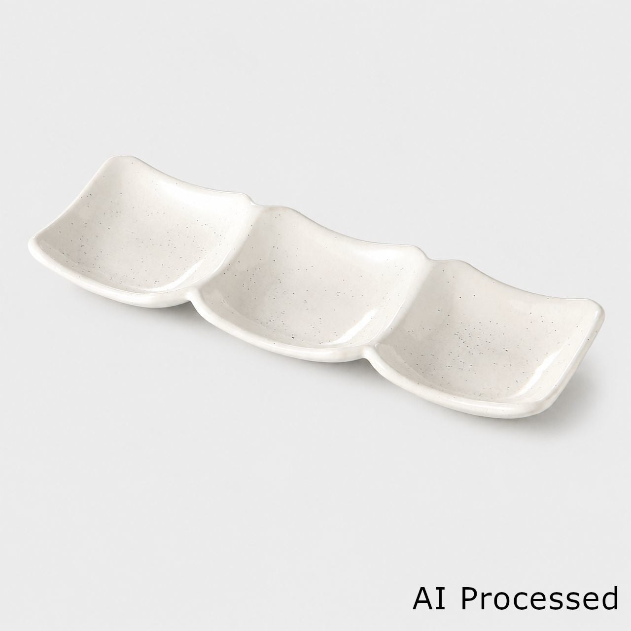 白粉引 隅切3品皿 25.6×8.6×2.6cm