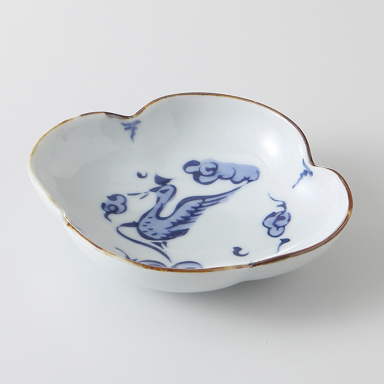 飛鶴文 木瓜型皿 13×11.4×3cm