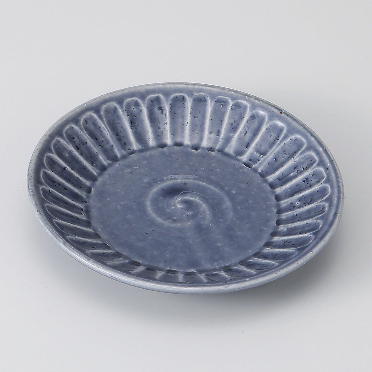藍釉削ぎ目 リム小皿 11.3×1.9cm