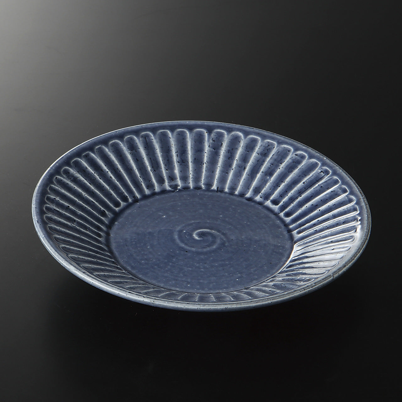 藍釉削ぎ目 リム中皿 19.7×2.9cm