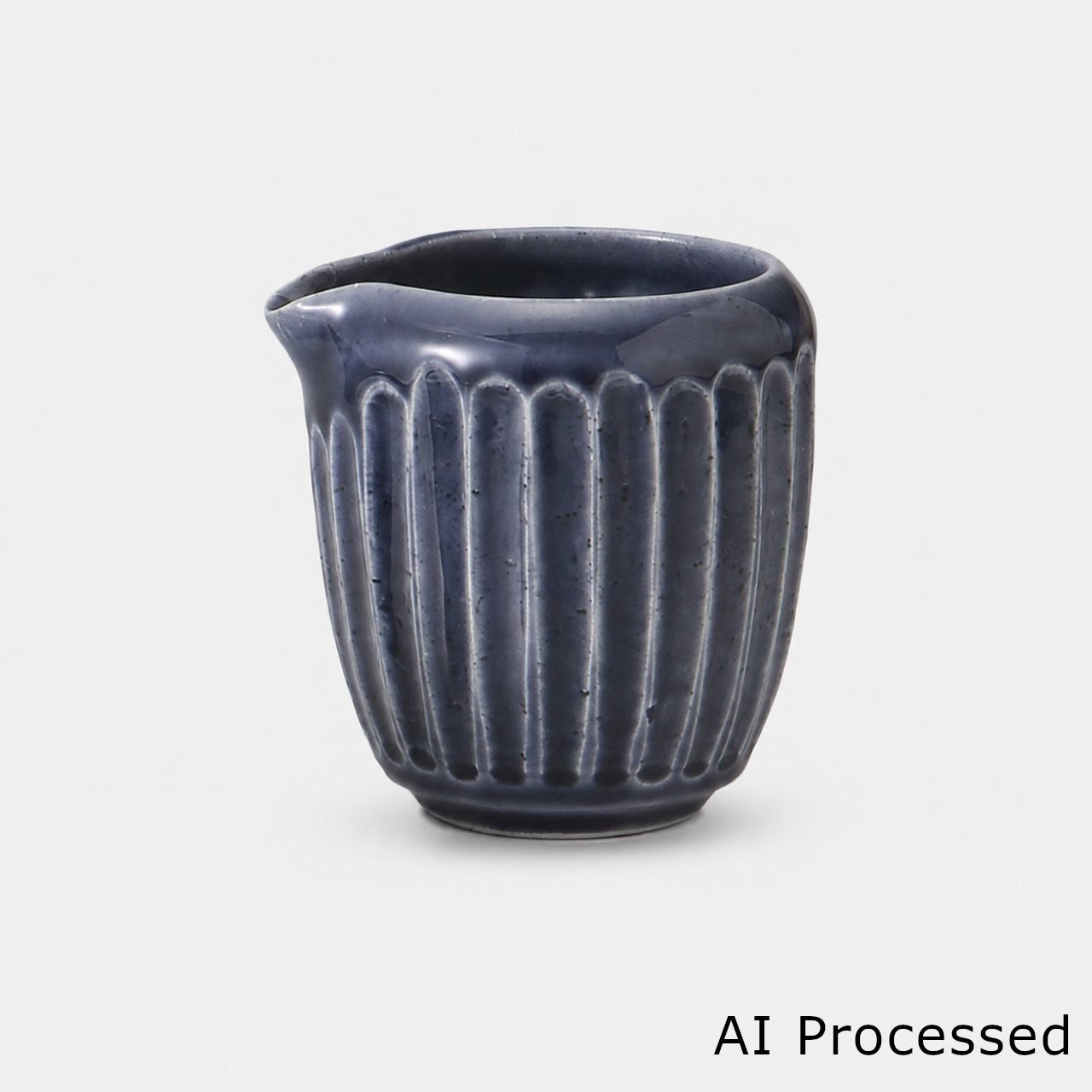 藍釉削ぎ目 片口冷酒(小) 7.7×6.8×7.8cm