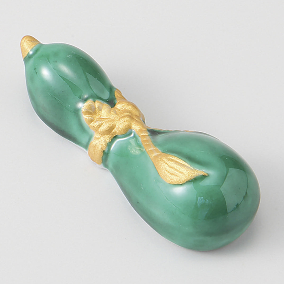 緑交趾 瓢型箸置 6×2×1.5cm