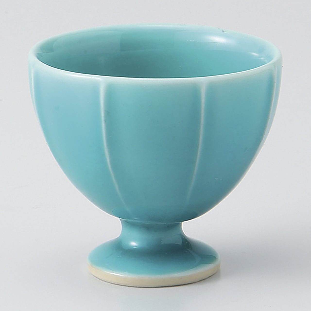 緑釉 筋文馬上杯 6×5.5cm
