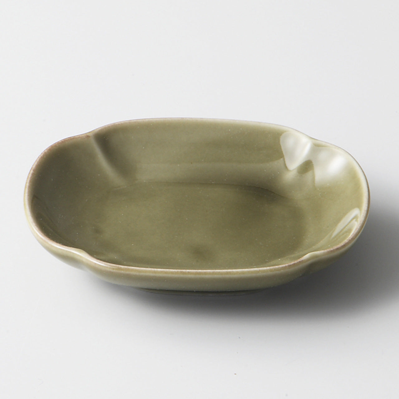 緑釉 木瓜小皿 8.8×7.5×1.6cm