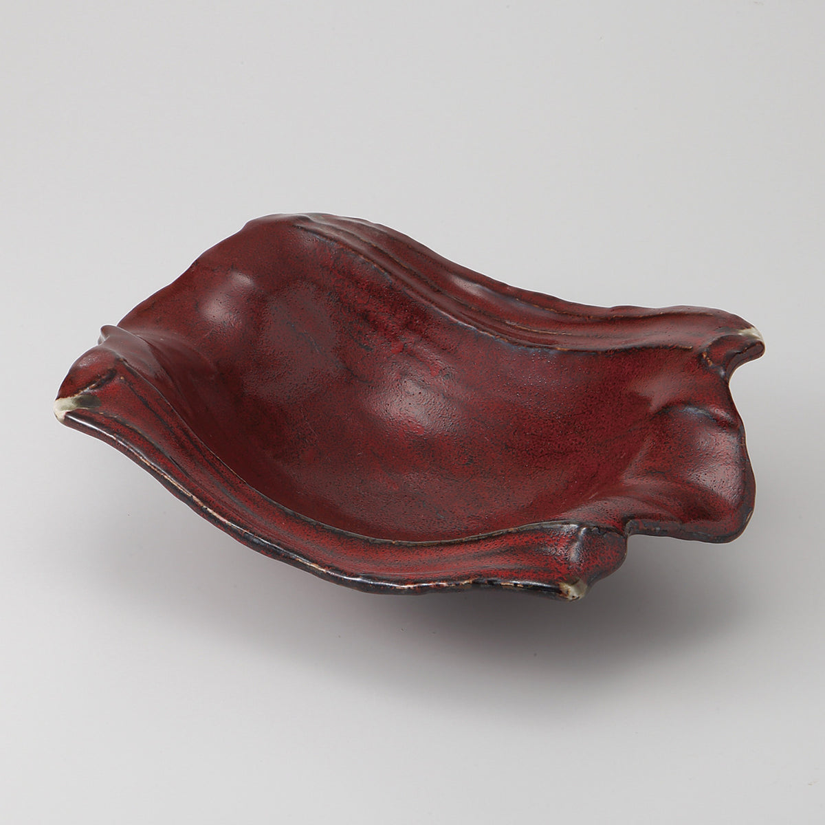赤黒釉彩 両上重ね盛鉢 29.3×24.3×8cm