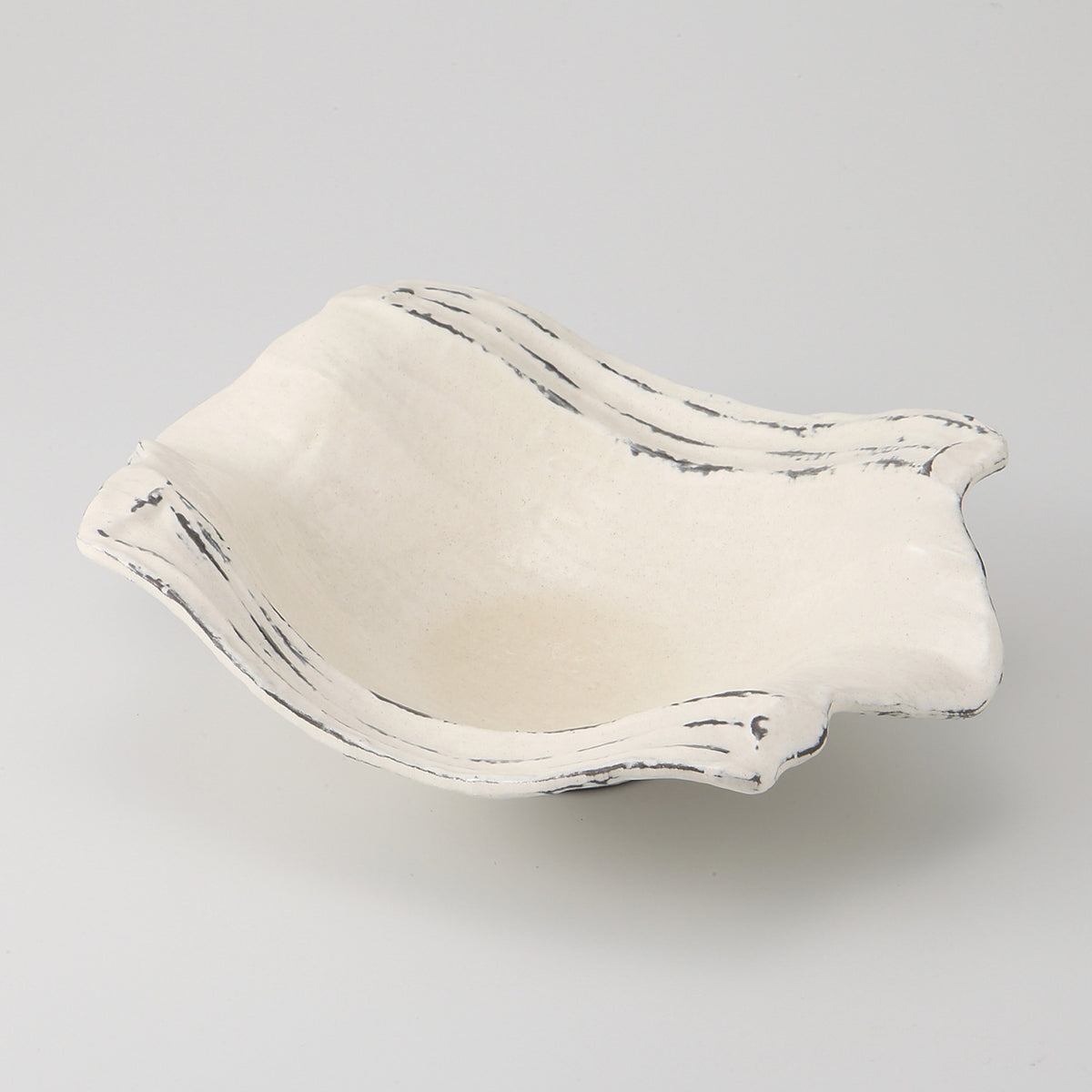 炭化粉引 両上重ね盛鉢 29×24×7.7cm