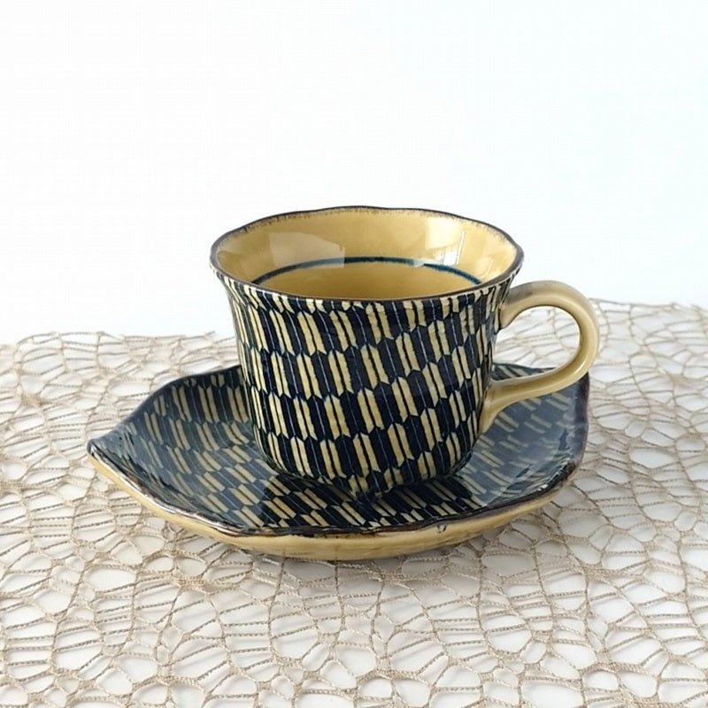 矢がすり コーヒー C/S コーヒー ティー カップ ソーサー 碗皿