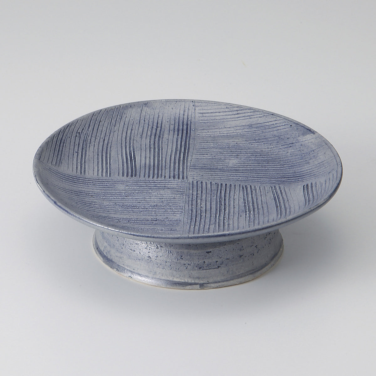 呉須巻市松 丸高台皿 15.5×4.7cm