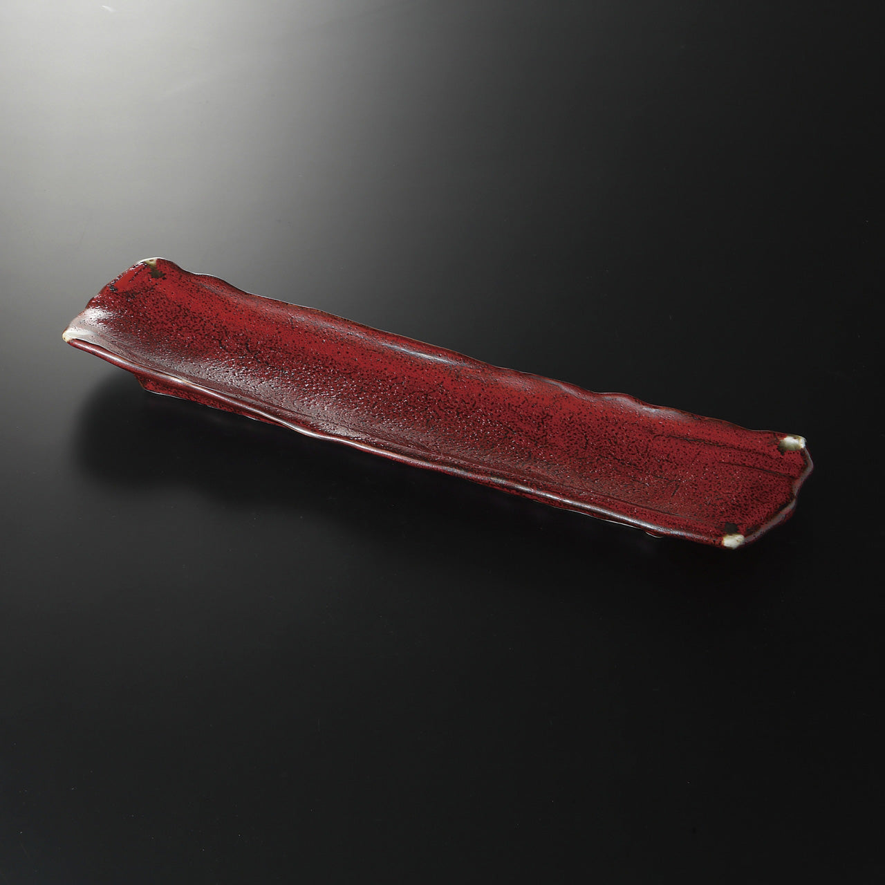 赤黒釉彩 尺3寸長皿 41.8×10.3×3.5cm