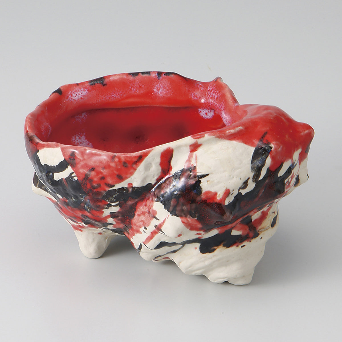 赤鉄石 巻貝鉢 14.2×12.7×8.7cm