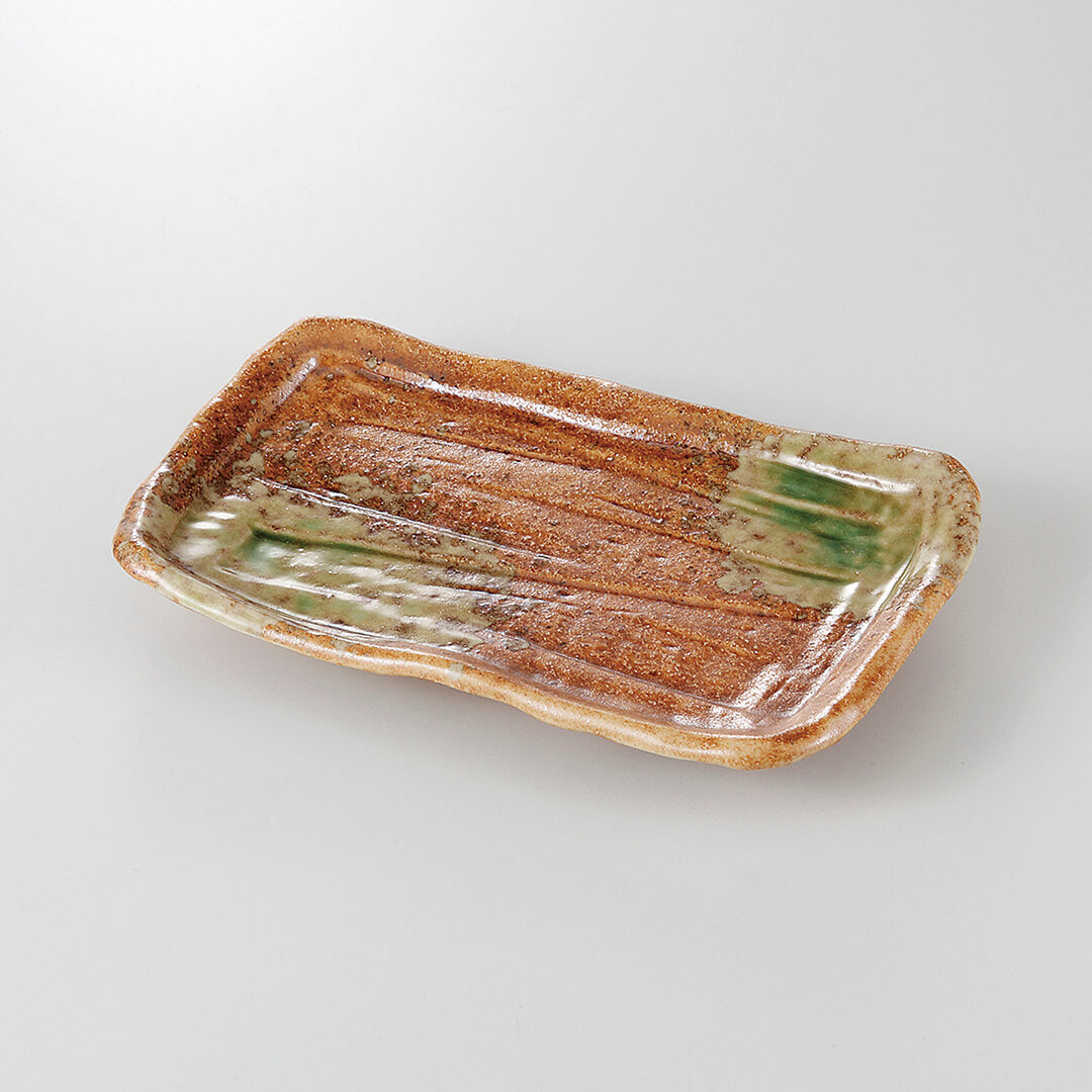 織部タタキ 焼物皿 [ 長角・長皿 ] 21x13.3x3cm