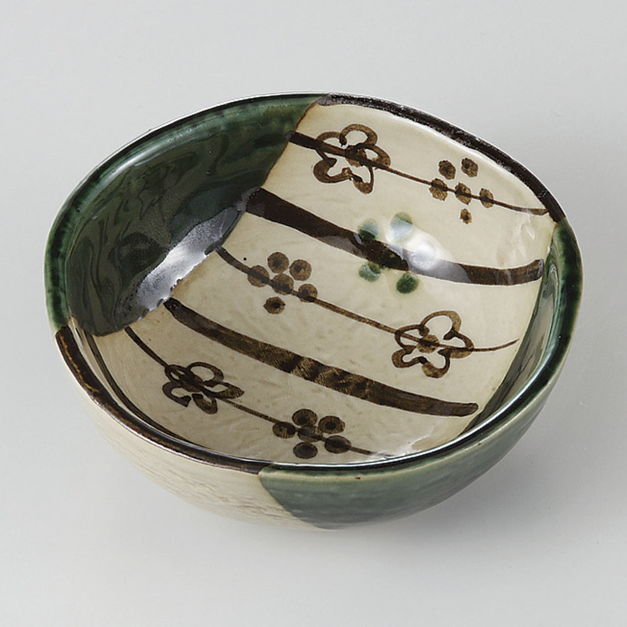 織部梅 丸4.0鉢 11.5×4.2cm
