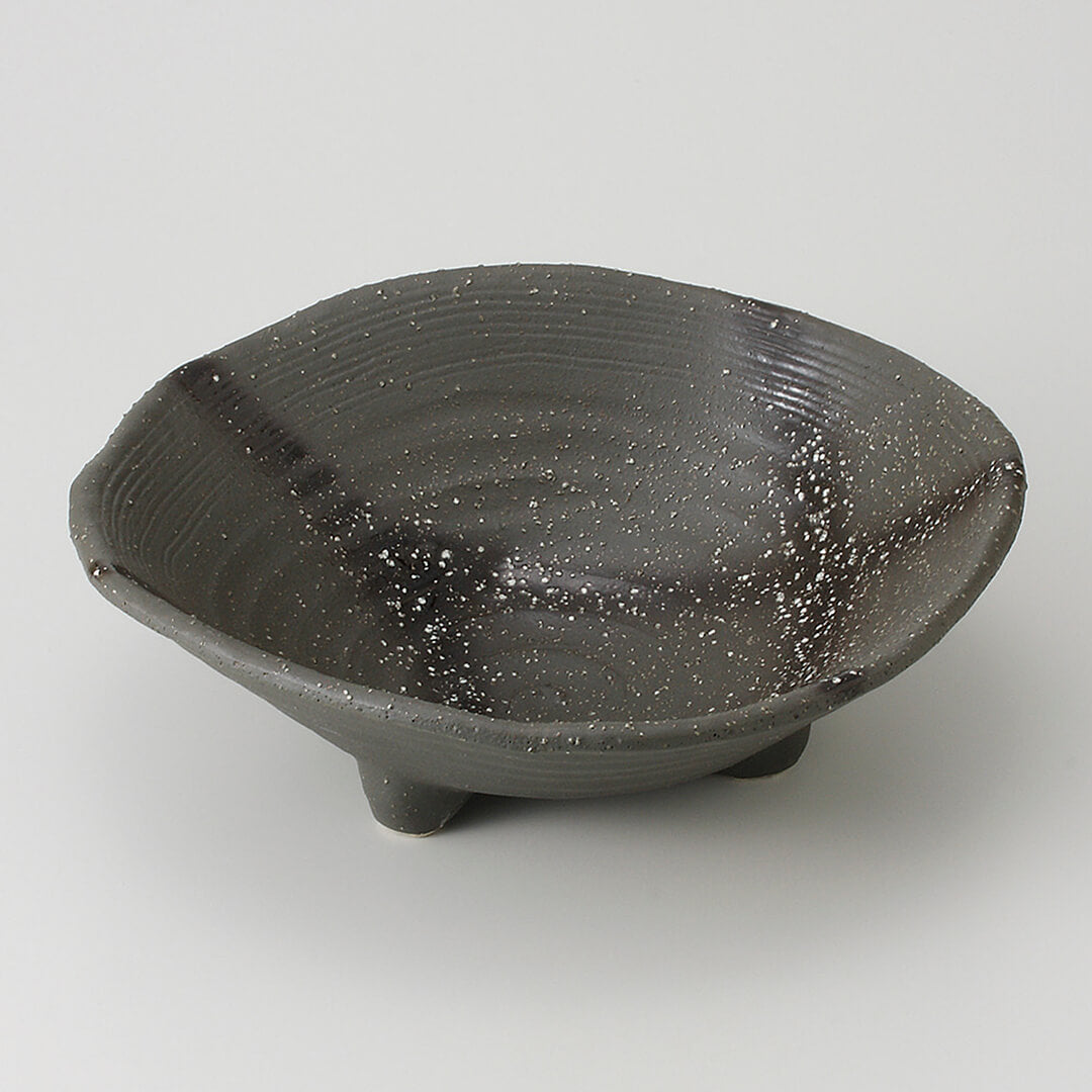 御影黒 三ッ足7.0鉢 [ 盛鉢 ] 22.5x23.5x7.2cm