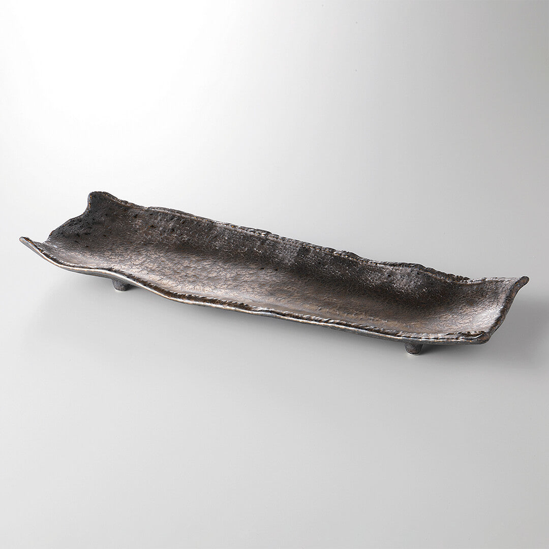 熔岩流 ちぎり長皿 [ 付出・細長皿 ] 33.5x11x3.8cm