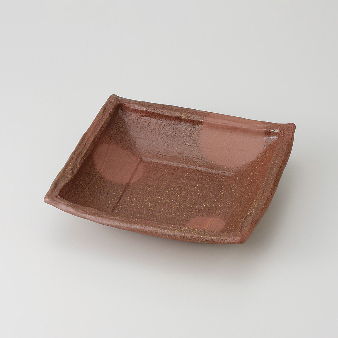 茶備前 角鉢 [ 大鉢 ] 22.3x22.1x5.5cm