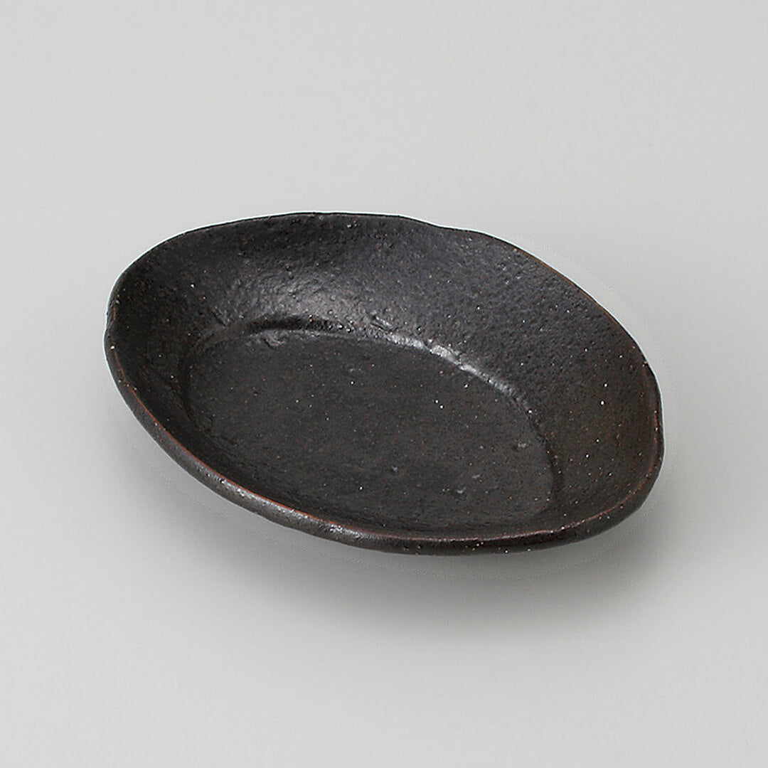 砂黒 楕円リム小皿 [ 小皿・豆皿 ] 12.4x9x2.5cm